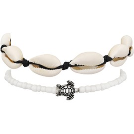 MINACHI Bohemian Ethnic Braided Rope Chain Rice Beads Anklets Set For Women Turtle Charm Foot Chain Beach Anklet Bracelet Jewelry