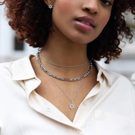 ChicSilver CZ Star of David Necklace Sterling Silver Cubic Zirconia Magen David Star Pendant Necklace Jewelry for Women