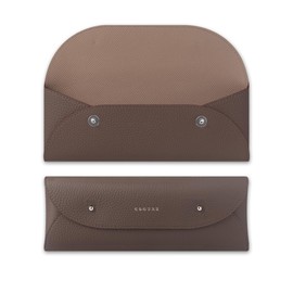 COGURE COPEN Pencil Case, Genuine Leather, Simple, Stylish, Unisex, Gift Box Included, etaupe, Single