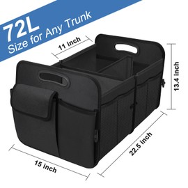 HABOPET Trunk Organizer, Collapsible Waterproof Multi-Functional car Trunk Grocery Organizer Storage for SUVs & Sedans, Car Accessories for Women/Men, 3 Compartments