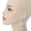 White Enamel With Glitter Element Teardrop Earrings/Gold Tone/ 65mm L
