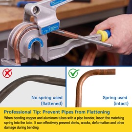SUGOOE 3-in-1 Tubing Bender, 180° Tube Bender for 1/4", 3/8", 1/2" (6/10/12 mm) O.D. Suitable for Bending Copper, Brass and Aluminum pipes, Ideal for HVAC (1/4", 3/8", 1/2")