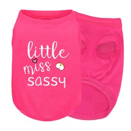 Pink Cotton Dog Shirt with 'Little Miss Sassy' Corgi Butt Print, Soft & Breathable Pet Apparel for Small to Large Dogs, Cute All-Season Outfit.XS