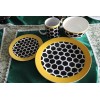 White Bee Honeycomb Black Yellow White Dinner Set of 4