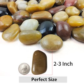YISZM 40lbs Large River Rocks Decorative Pebbles,2-3 Inch Mixed Color Pebbles for Indoor Plants,High Polished Stones for Garden Landscaping Outdoor Vase Filler Fish Tank Aquariums and Indoor DIY