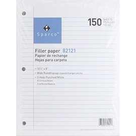 Sparco Filler Paper, Wide Ruled, 16lbs., 10-1/2 x 8 Inches, 150 per Pack, WE (SPR82121)