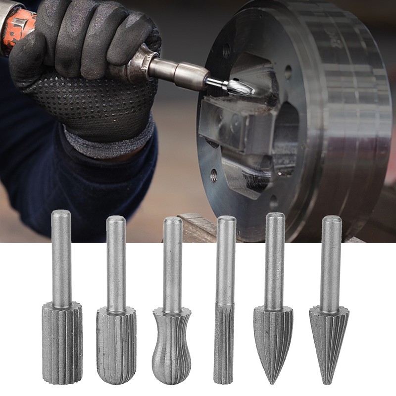 6pcs Tungsten Carbide Rotary Burr Wood File Metal Engraving Grinding