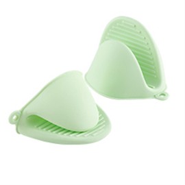 Heat Resistant Finger Protector Pot Holder, Silicone, Cooking Pinch Grips Oven Mitts, for Kitchen Cooking & Bakin, Wall-Mounted Hot mitt, 1 Pairs (Color : Green)