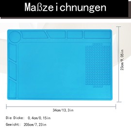 Soldering Mat, Antistatic Repair Mat, 34 x 23 cm Soldering Work Mat with Scale and Screw Position for Soldering, Magnetic Soldering Mat, for Mobile Electronics Repair, Smartphones, Watches