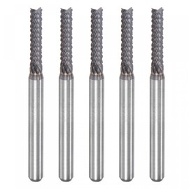 uxcell End Mill CNC Router Bits, 2.5mm x 12mm 1/8" Shank Diamond Film Coated Carbide Engraving Bit Milling Cutter Left Hand for PCB Plastic Fiber Wood 5pcs