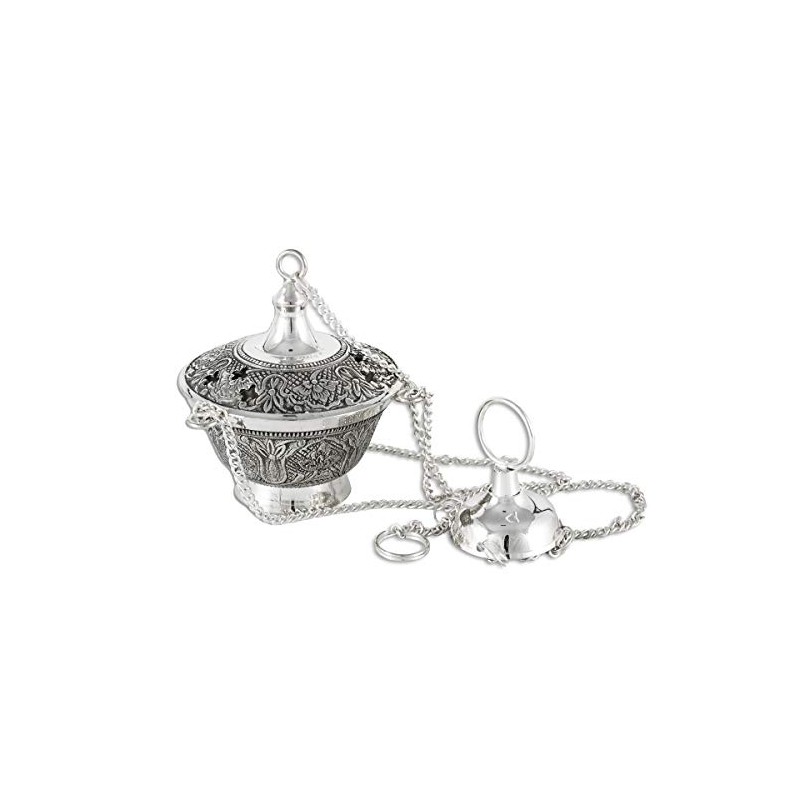 NKLaus 2222 Incense Swivel Antique Brass Silver with Chain 20