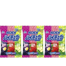 Hi Chews Candy Bulk Japanese Assorted Flavors 86g Grape, Strawberry, Green Apple Japanese Candy Pack of 3