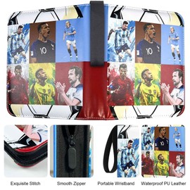 FOTSOCCBAS Football Cards Scrapbook with Zip and 50 Removable Pages for 400 Cards, Football Trading Card Album 4 Compartments, Large Cards Book, Sports Card Folder, 3 Rings Card Folder