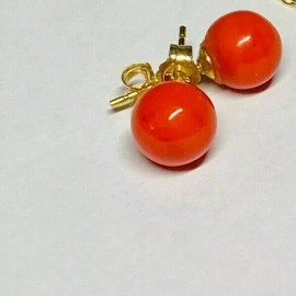 Unbranded 14 Karat Yellow Gold Filled 7mm Simulated Coral Stud Earrings
