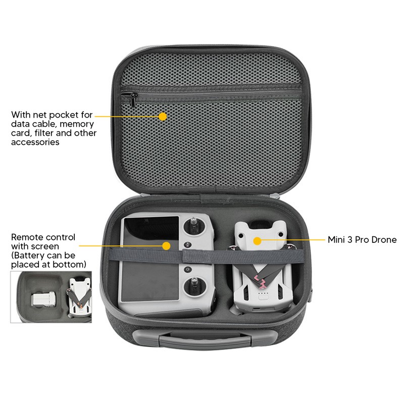 Mini 3 Pro RC Case Gray Durable Fabric Portable Handle