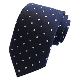 Secdtie - Corbatas de seda para hombre, diseño de lunares, tela jacquard, para bodas, fiestas y negocios, Navy Blue(white Dot), Talla única