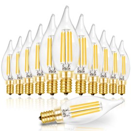 Hizashi Candelabra LED Light Bulbs, E12 LED Bulb 40W Dimmable, 90+ CRI 4W 450LM 5000K Daylight White, CA10 Chandelier Light Bulbs, Flame Tip Candle Light Bulbs, UL Listed - 12 Pack