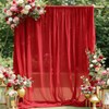 FANPROMS Red Sheer Backdrop Curtains 5x10ft 2 Panels Chiffon Fabric