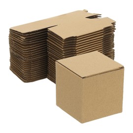 PATIKIL Gift Boxes with Lids, 25 Pcs 2.36x2.36x2.36 Inch Paper Kraft Favor Boxes Bridesmaid Cardboard Gift Wrap for Presents Wedding Graduation Holiday Birthday Craft, Light Brown
