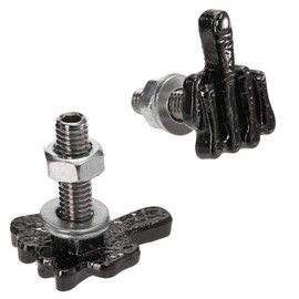 Unifizz 8 Pack License Plate Screws Kit, Finger Shape Stainless Steel License Plate Bolts Fasteners for Car Tag Motorcycle Frame Chopper Tag Frame Windshield Trim (Black)