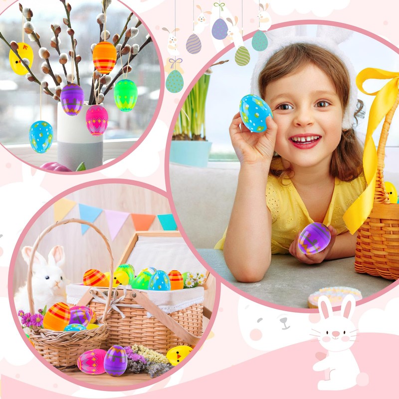 Hyran Pack of 24 Easter Eggs for Hanging, Easter Eggs