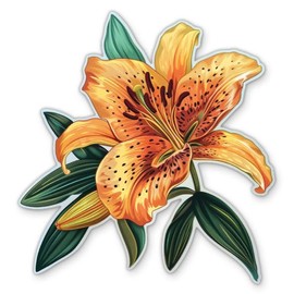 Lily Flower Sticker - 3" Laptop Sticker - Waterproof Vinyl for Car, Phone, Water Bottle - Orange Tiger Lily Decal