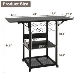 PUNCIA 3 Tier Movable Heat Press Table with Vinyl Roll Holder, Heat Transfer Stand with Folding Shelf,Heavy Duty Rolling Workbench for DIY Sublimation Transfer Machine,Heat Press Cart,Craft Table