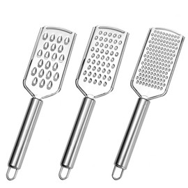 ShanBye Kitchen Grater, Stainless Steel, 3 Pieces Small Grater with 3 Hole Sizes, Lemon Grater, Vegetable Grater, Fine Grating Surface, Hand Grater, Stainless Steel Mini Grater for Cheese, Fruit