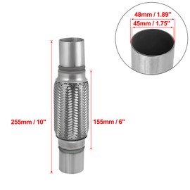 X AUTOHAUX Flexible Bellows Muffler Flexible Pipe Exhaust Flexible Pipe Tube Stainless Steel Pipe Car Exhaust Manifold Tube Universal Flexible Welded Extension Pipe Included Silver Tone 1.8 x 6.1 x