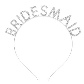 BAHABY Silver Hairband for Bridesmaid, Bridesmaid Headband with Rhinestone, Bridal Shower, Bachelorette Party, Wedding Decorations, One Fits All Material, Reusable