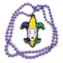 Jester Lady Fleur de LIs Mardi Gras Bead Necklace New Orleans