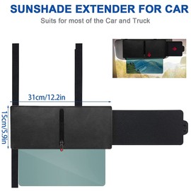 Fxvhojq Car Visor Sunshade Extender with Polarized Lens and Side Sunshade Adjustable Anti-Glare Sun Visor Extension with Zipper Slider for Driver or Front Seat Passenger Truck