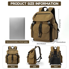 XINDING Travel Backpack for Men Women, Fits 15 Inch Laptop, Carry On Daypacks Backpacks Lightweight Hiking Backpack for Casual, Outdoor, Travel, Daily (khaki)