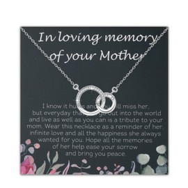 PLITI In Loving Memory Of Your Mother Sympathy Gift Memorial Gift Double Interlocking Circle Necklace For Loss Of Mother (Memory Mother nec)