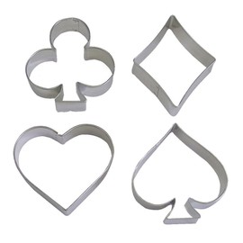 R&M International 1865 Casino Playing Card Suits Cookie Cutters, Spade, Heart, Club, Diamond, 4-Piece Set