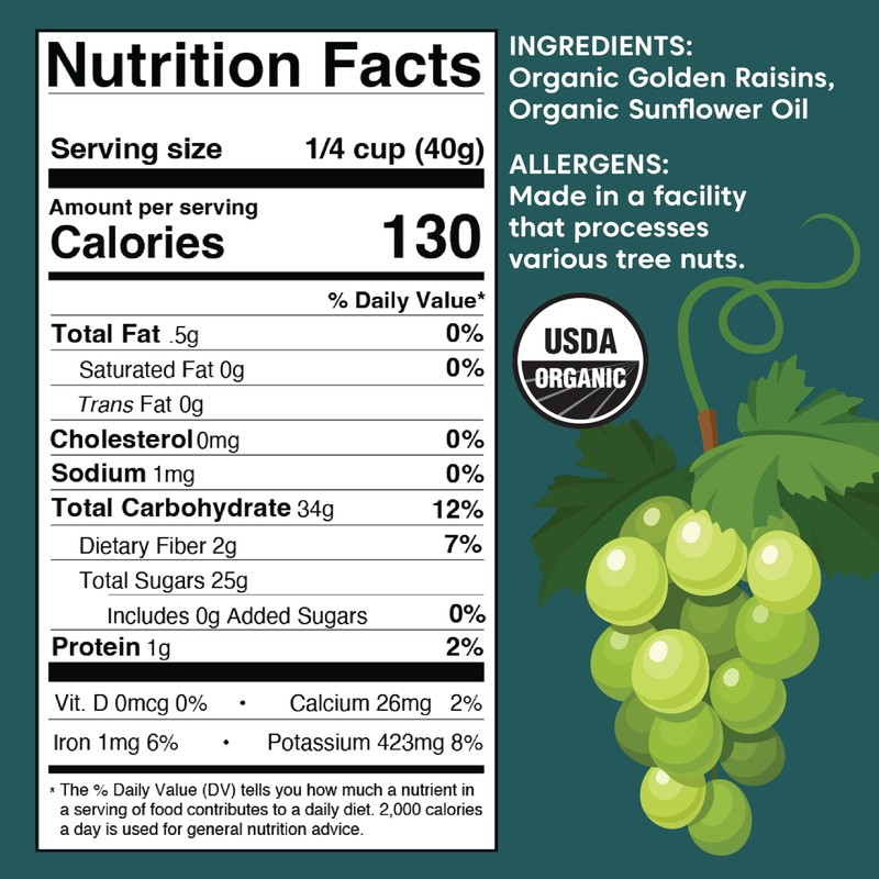 Wilderness Poets, Organic Golden Raisins - No added sugar -