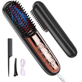 Mingxin Cordless Hair Straightener Brush, Instant Frizz-Free Portable Straightener,ECO GoBrush Pro 2025 for Women USB-C Rechargeable Mini Hot Straightening Comb for Travel