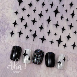 5 Sheets 3D Four-Pointed Star Nail Art Stickers Decals for Women Nail Supplies Self Adhesive Nail Sticker Nail Design Stickers Manicure Decorations for Nail Art Designs Salon (AH54 Big Star)