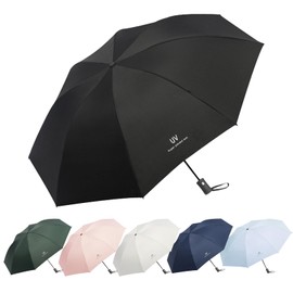 EEPLUYTY Umbrellas, Automatic Pocket Umbrella Open-Close with 8 Ribs, Storm Resistant, UV Protection, Lightweight and Strong (Black)