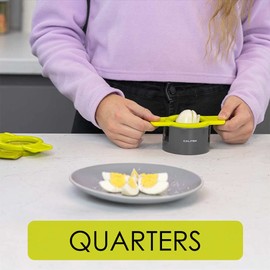 Calitek Egg Slicer with 3 Cutters Multipurpose 3 in 1 Multi Tool Cut Wedge Slice for Boiled Eggs Fruit Mushroom Tomatoes with Stainless Steel Blades and Non Slip Base Dishwasher Safe (Green)