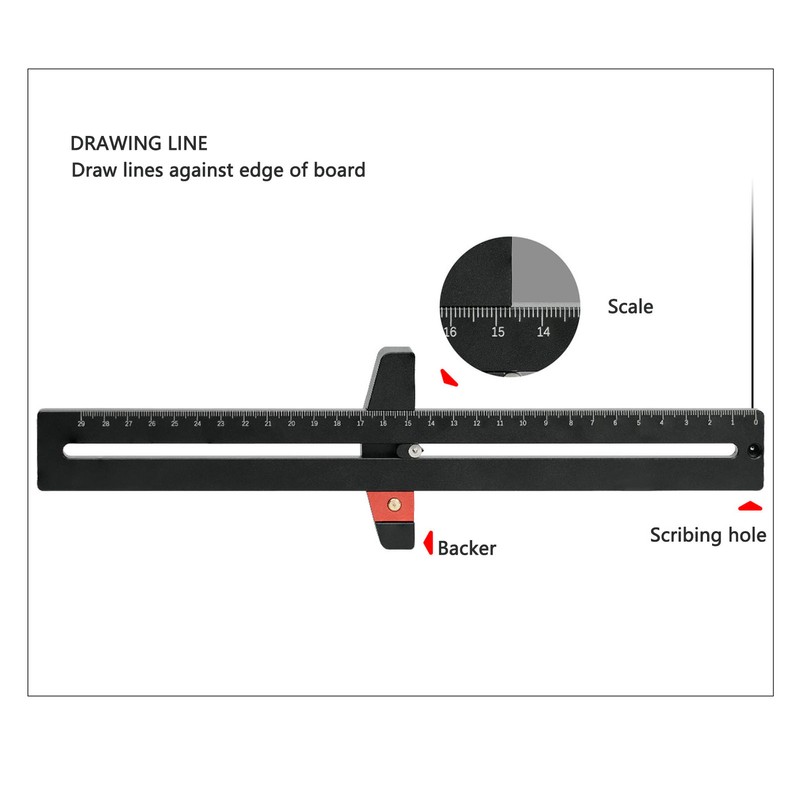 Woodworking Scriber Ruler Tool Aluminum Alloy for Marking Line Layout