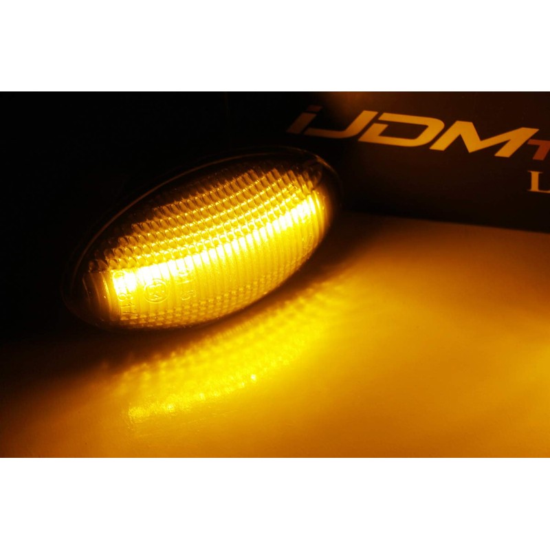 iJDMTOY Smoked Lens Amber Full LED Front Side Marker Lights