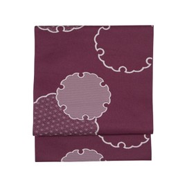 Kyoetsu Women's Nagoya Obi, Washable, 8 Size, Tailored, Made in Japan, Wine x Snow Wheel