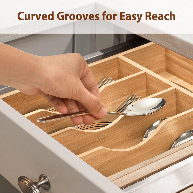 Umilife Kitchen Drawer Organizer, 10 Inch Silverware Utensil Tray Holder,