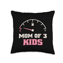 Funny Mom of Three Kids Heartfelt Family Mother's Day Design Throw Pillow