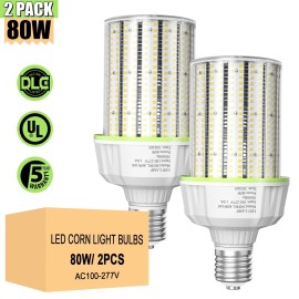 KUKUPPO 2Pack 80W LED Corn Cob Light 12000Lumens Replace 250W Metal Halide E39 Base Bulb