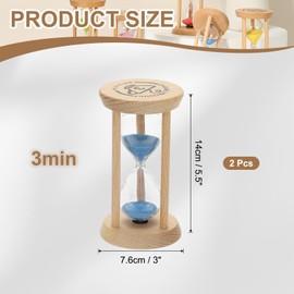 PATIKIL 3 Minutes Sand Timer, 2 Pcs Wooden Sand Watch High Glass Sandglass Timer for Living Room Home Office Restaurant Decoration, Blue