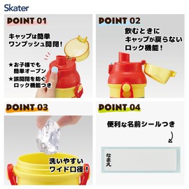 Skater PSB5SANAG-A Water Bottle, 16.9 fl oz (480 ml), Tomica 24, For Kids, Antibacterial, Plastic, Child-Friendly, Lightweight, Made in Japan