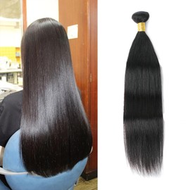 Huarisi Brazilian 100% Virgin Hair 1 Bundle Straight Wave Unprocessed Remy Hair Double Weft Grade 10A 18 Inches Soft Natural Color for Black Women