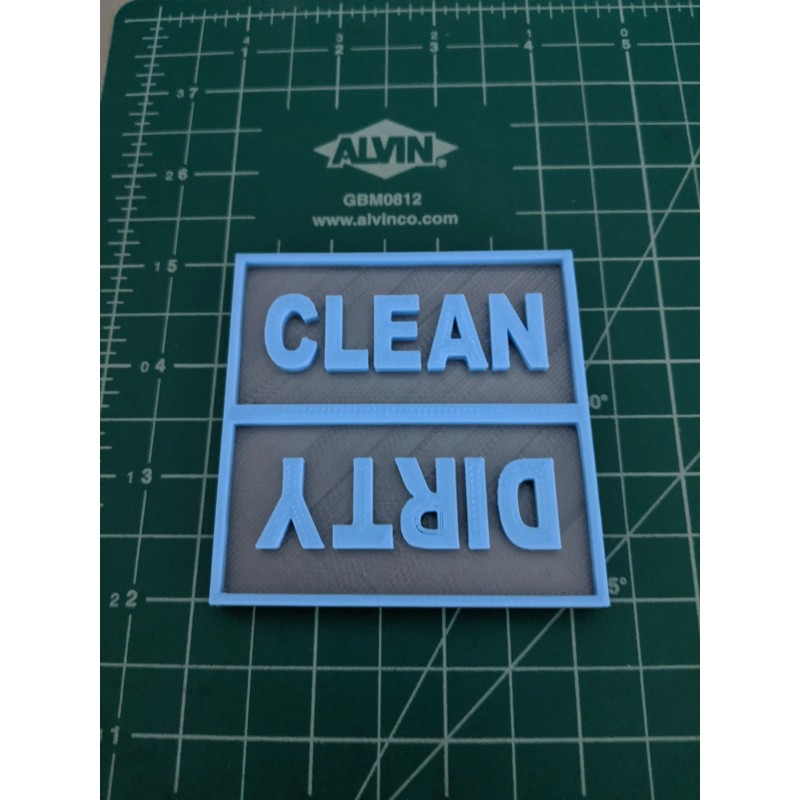 Dishwasher magnet square sign Clean Dirty 3D Printed